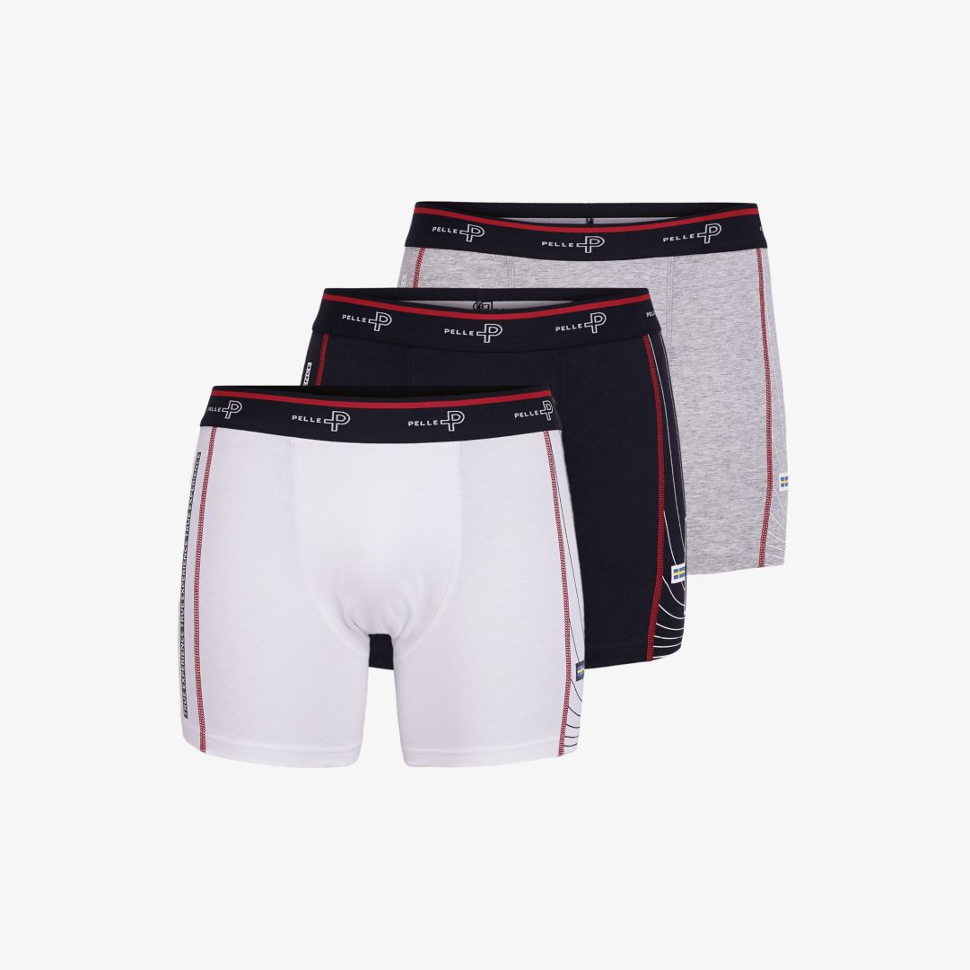 Underwear 3-Pack, Plain Multi Color Herrkalsonger i boxermodell, tillverkade i bomull och elastan