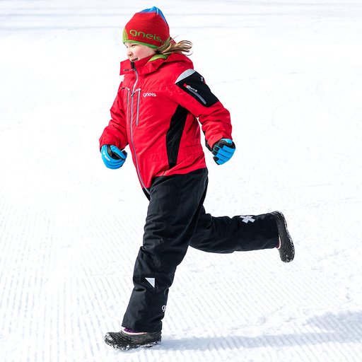 Gneis Supershape Space - extravid vinteroverall. Barn som springer i snön.