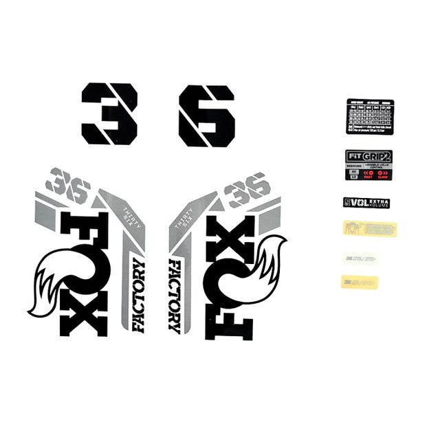 FOX 803-01-522 Decal KIT 2021 36 FS Black Logo Shiny Oran.