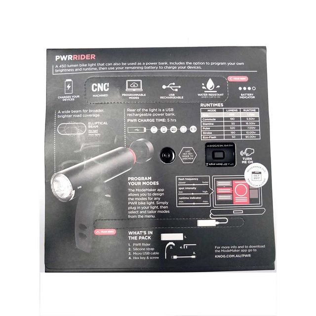 Knog pwr rider 450 Lumen 2200mAh etuvalaisin Knog pwr rider 450 Lumen 2200mAh etuvalaisin