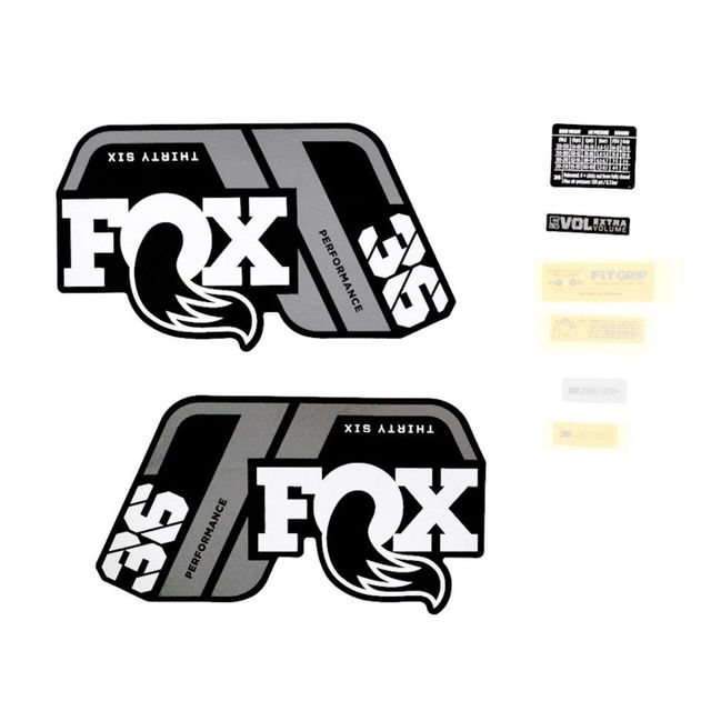 FOX 803-01-526 Decal Kit 36 P-S Gray Logo Matte Black Fork