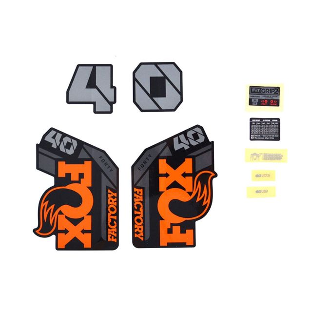 FOX 803-01-539 Decal Kit: 2021 40 FS Orange Logo Shiny Black Fork