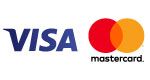 Visa- ja Mastercard-maksutapamahdollisuutta osoittavat logot.