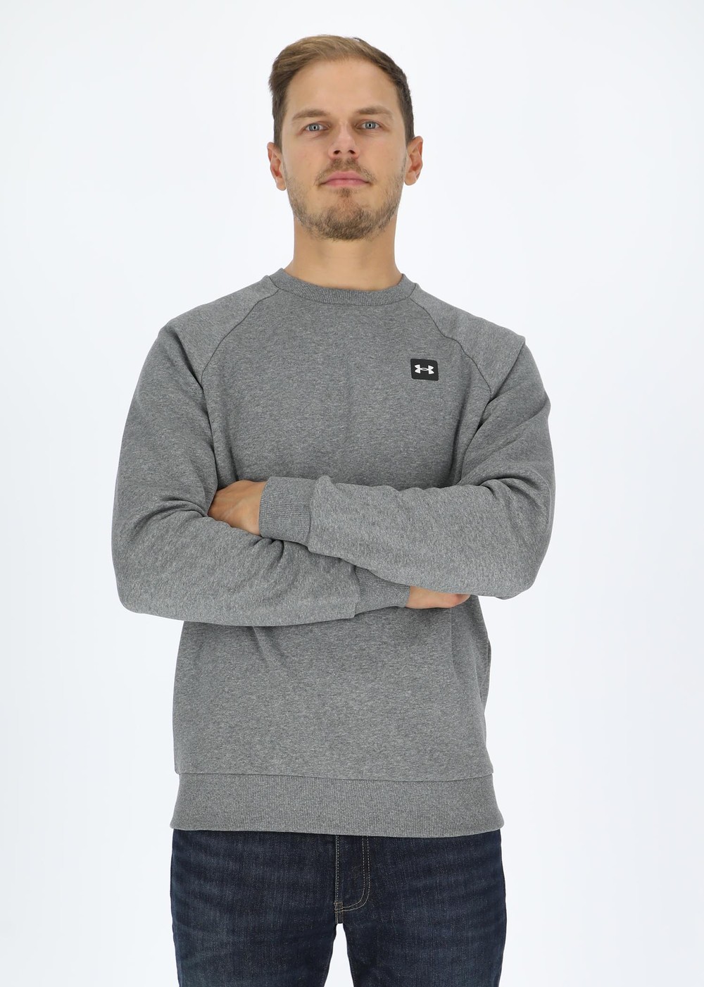 Ua Rival Fleece Crew, Pitch Gray Light Heather, S,  Sweatshirts | Skor//Löparskor//Träningsskor//Neutrala löparskor | Padelspecialisterna