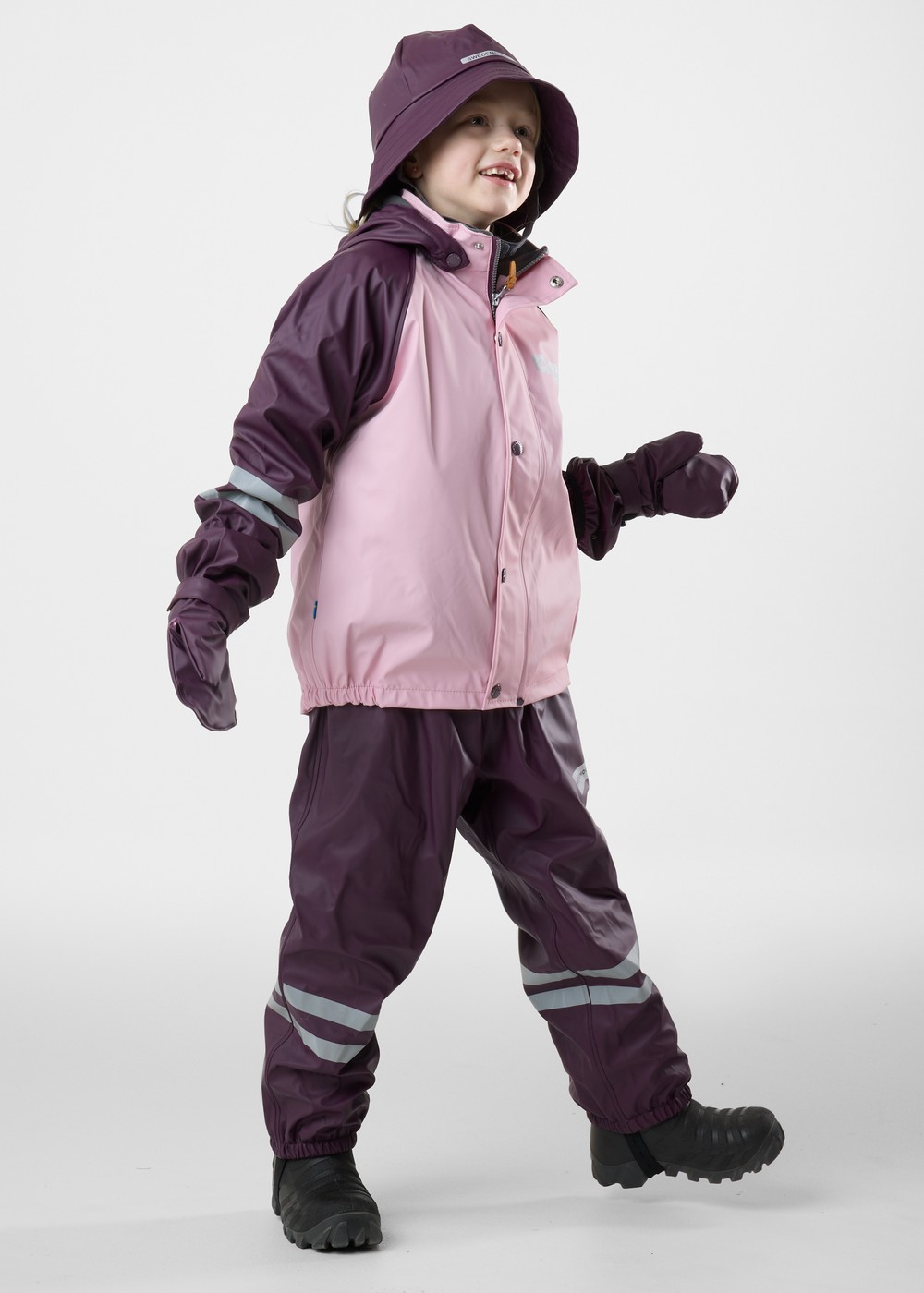 Rusk Fleece Rain Set Jr, Lt Pink/Plum, 110,  Regnjackor