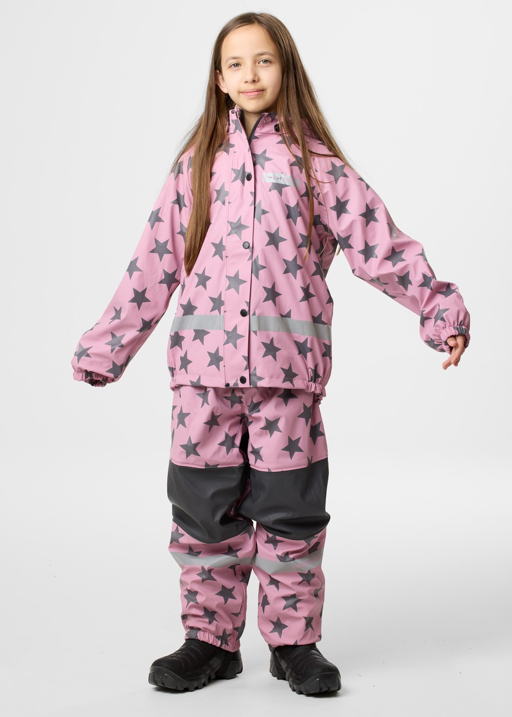 Drop Fleece Rain Set Jr, Lt. Pink/Plum, 70,  Regnjackor