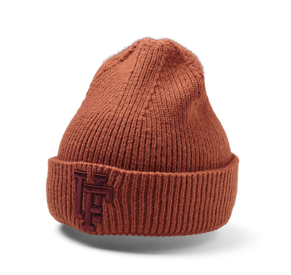 Spinback Rib Knitted Beanie, Orange Bordeaux, Onesize,  Pannband