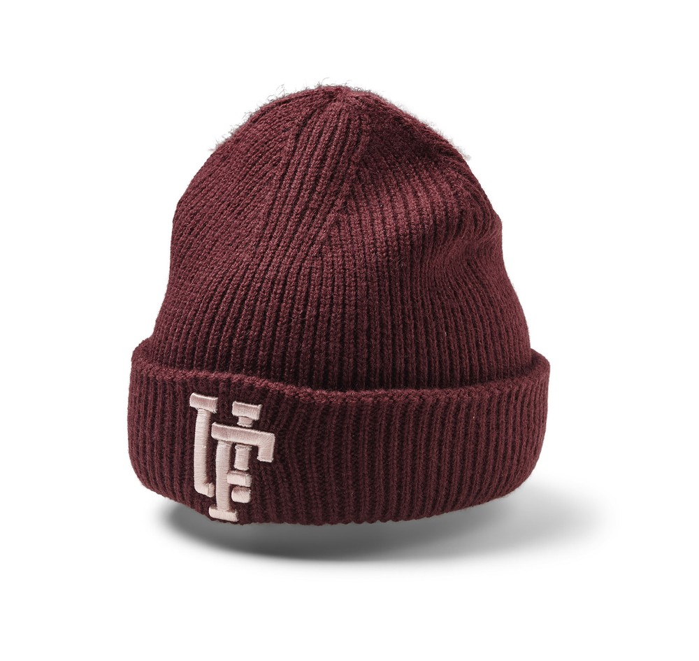 Spinback Rib Knitted Beanie, Bordeaux / Lt. Pink, Onesize,  Pannband
