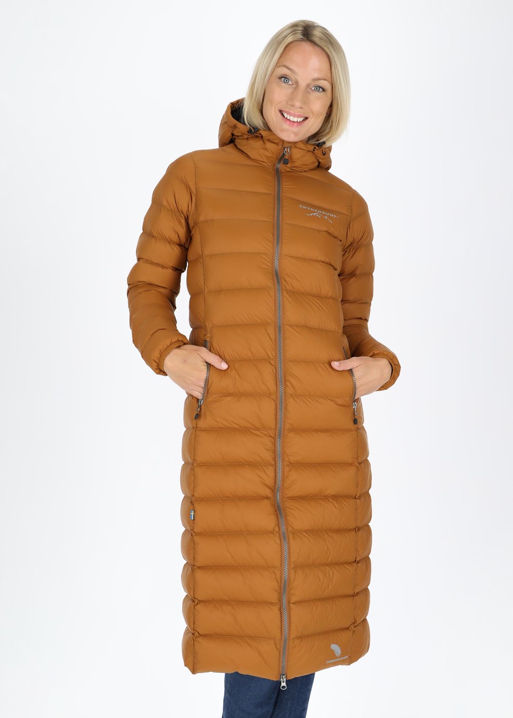 Östersund Long Down Coat W, Almond/Black, 36,  Vinterjackor