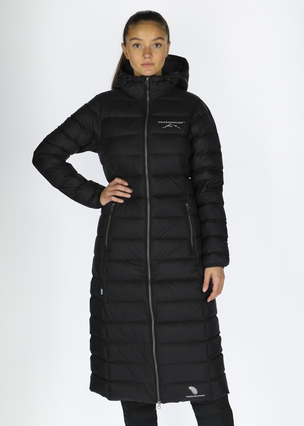 Östersund Long Down Coat W, Black/Carbon Black, 46,  Vinterjackor