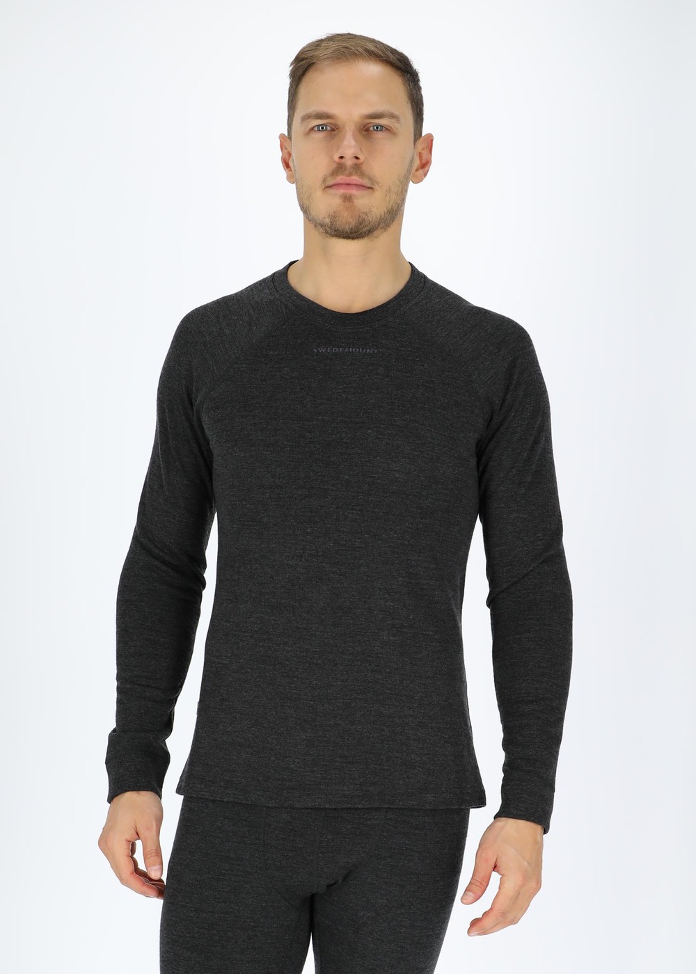 Nepal Wool Terry Merino Crewneck, Charcoal Melange, S,  Ullunderställ