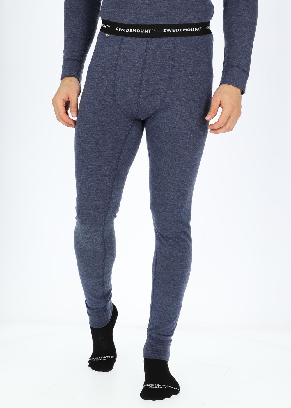 Nepal Wool Terry Merino Pants, Navy Melange, S,  Ullunderställ