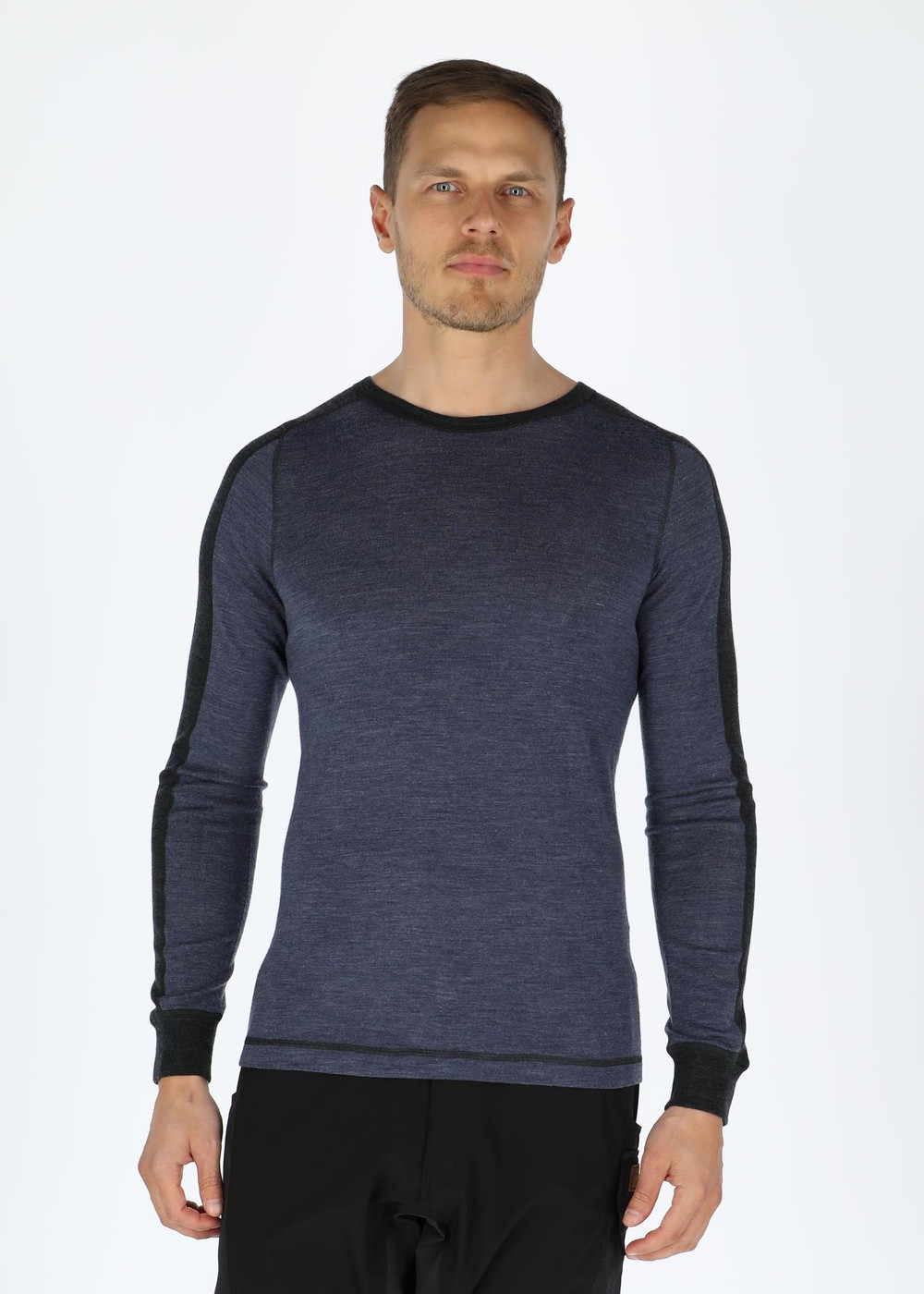 Himalaya Merino Wool Crewneck, Navy Melange/Charcoal Melange, 2xl,  Ullunderställ