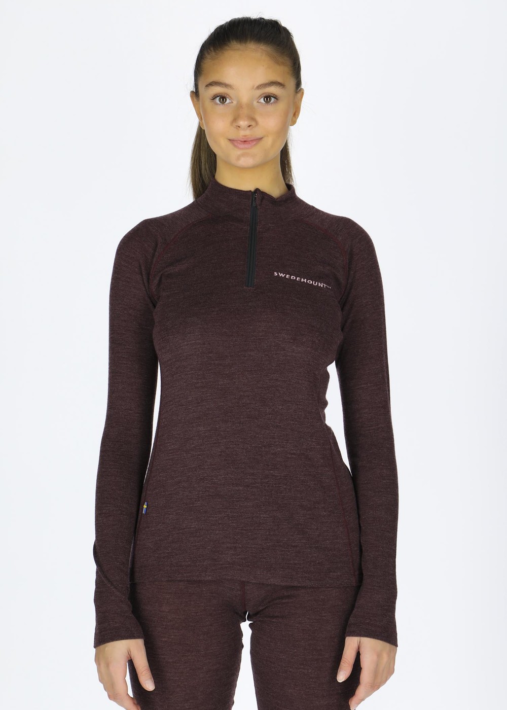 Himalaya Merino Wool Halfzip W, Plum Melange, 36,  Ullunderställ