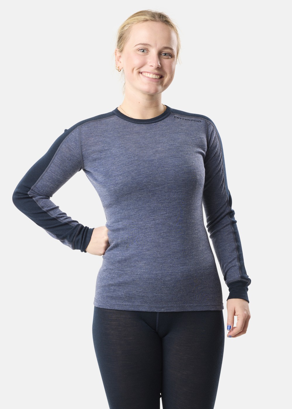 Himalaya Merino Wool Crewneck W, Navy Melange/Dk Navy, 34,  Ullunderställ