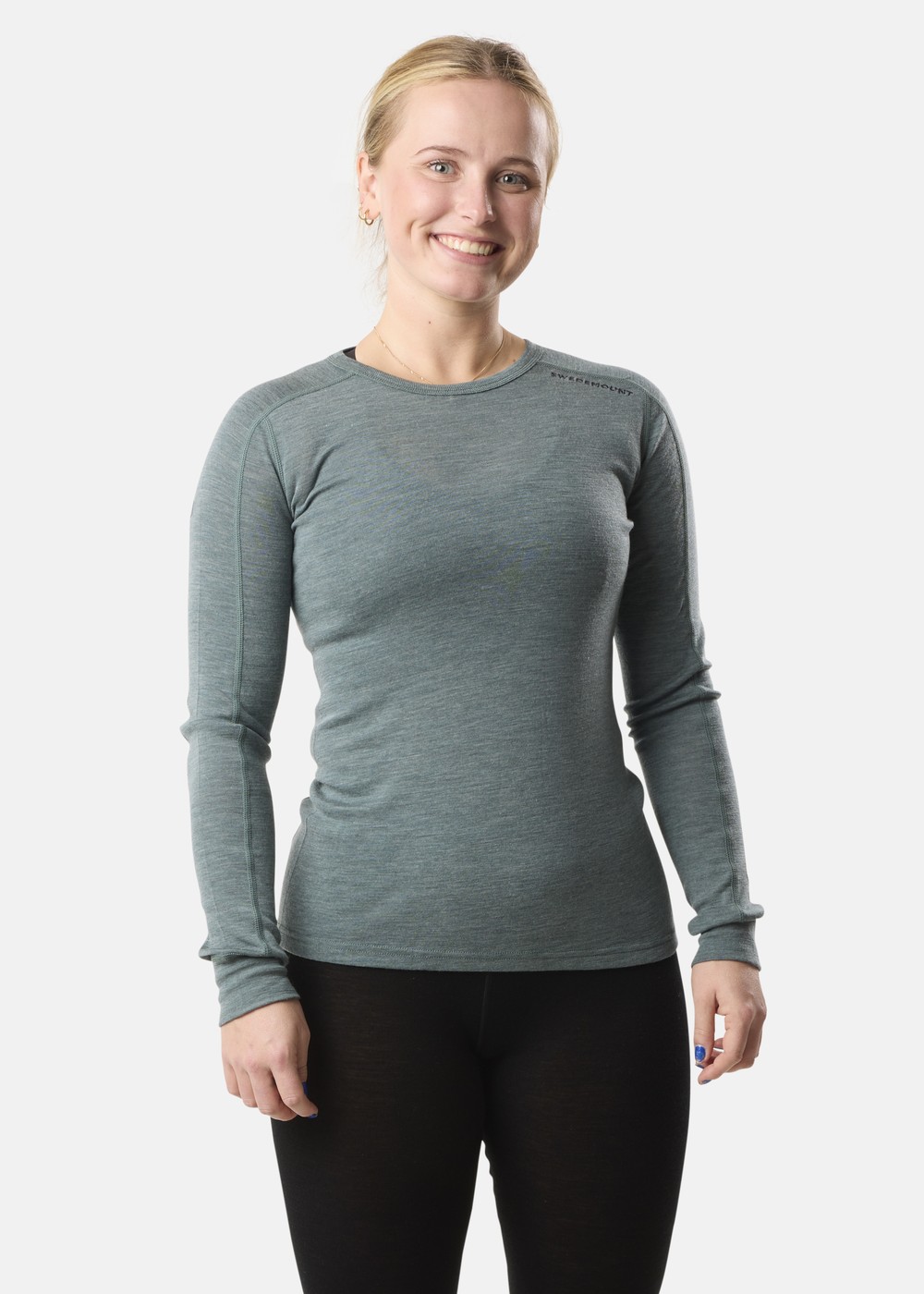 Himalaya Merino Wool Crewneck W, Seaweed Melange, 42,  Ullunderställ