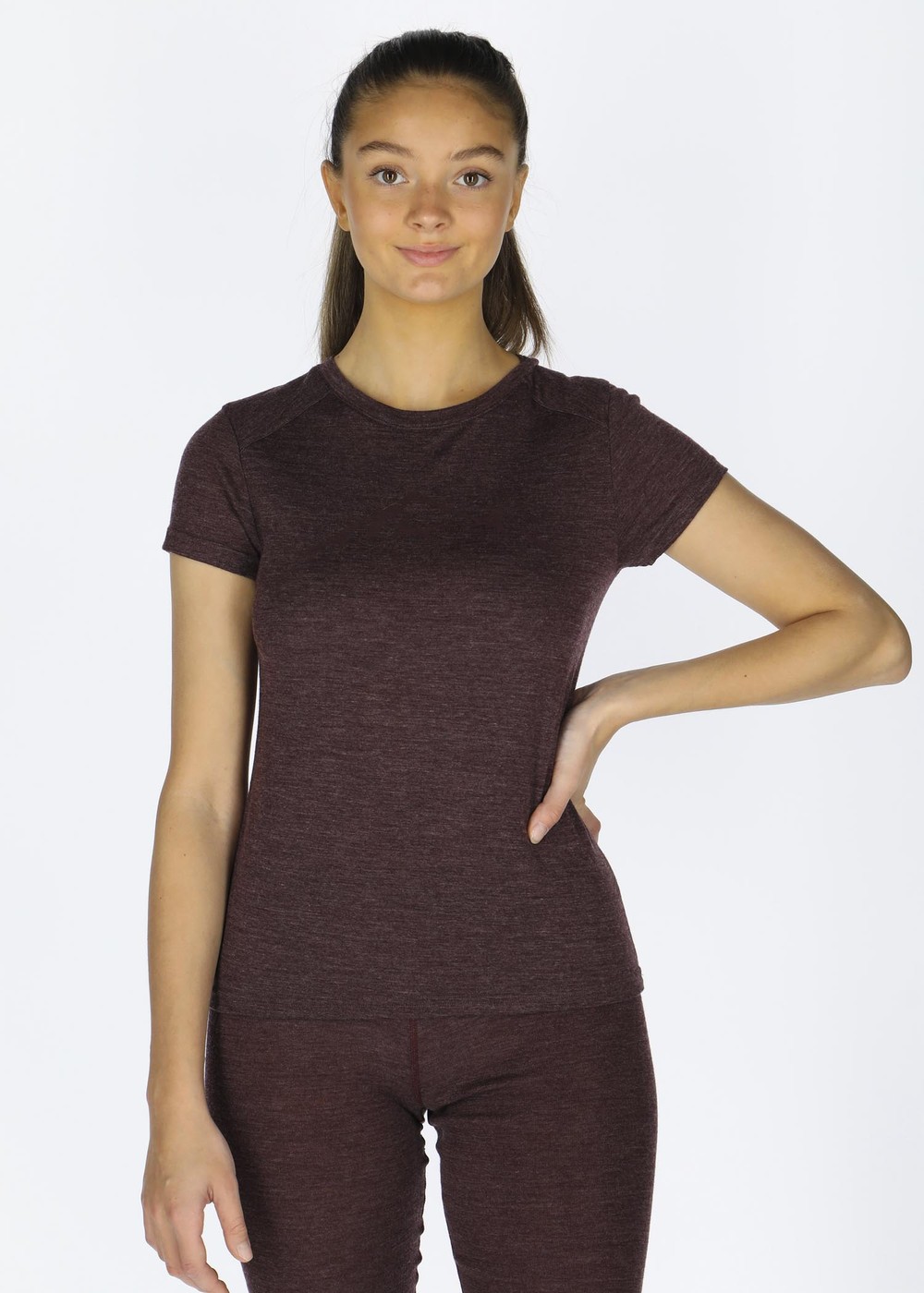 Himalaya Merino Wool Tee W, Plum Melange, 34,  T-Shirts