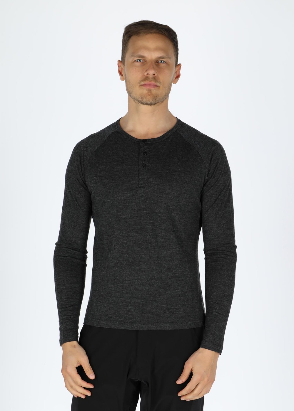 Himalaya Merino Wool Henley L/S, Charcoal Melange, Xl,  Ullunderställ