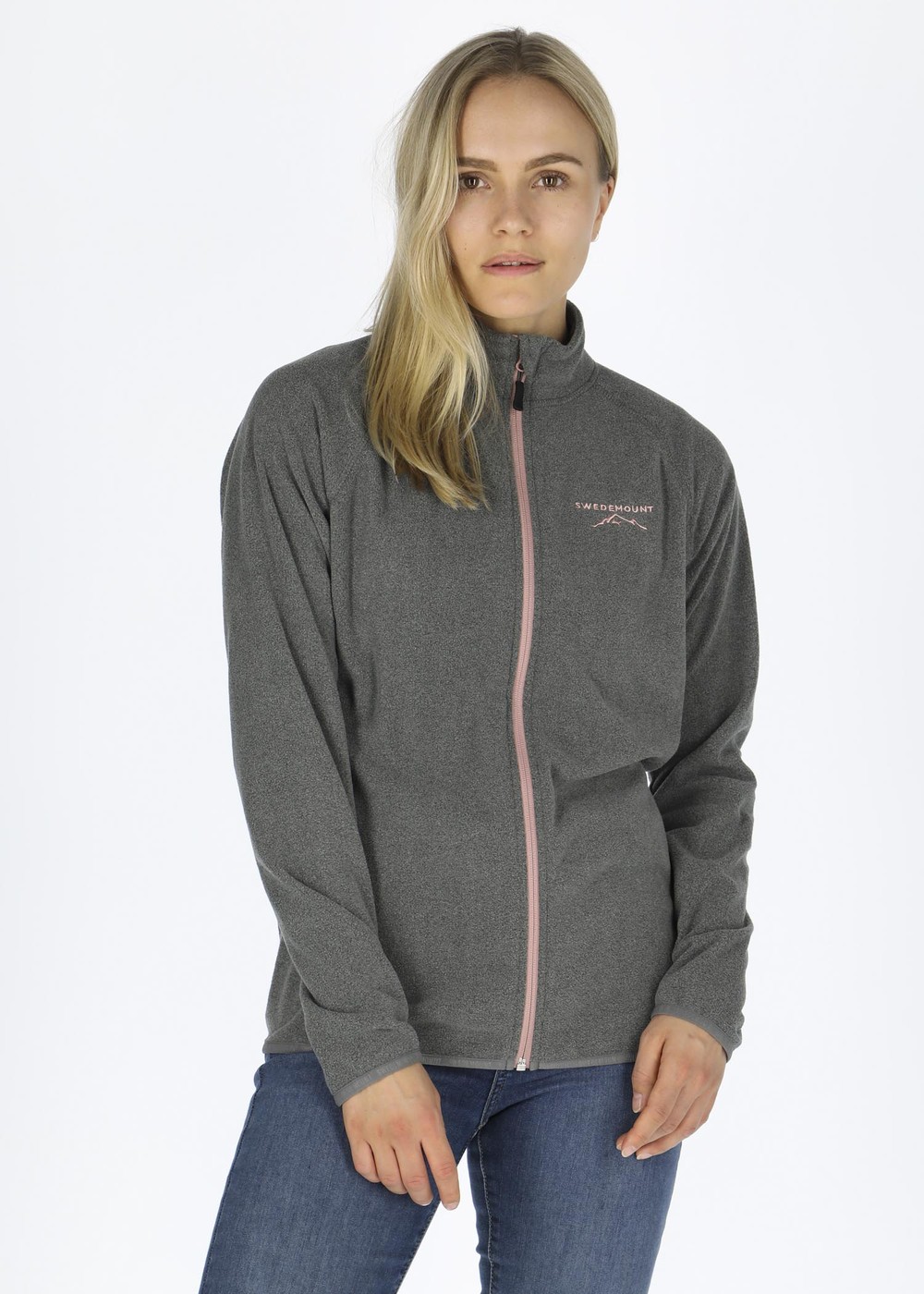 Geilo Full Zip W, Charcoal Melange/Dusty Rose, 40,  Fleecetröjor