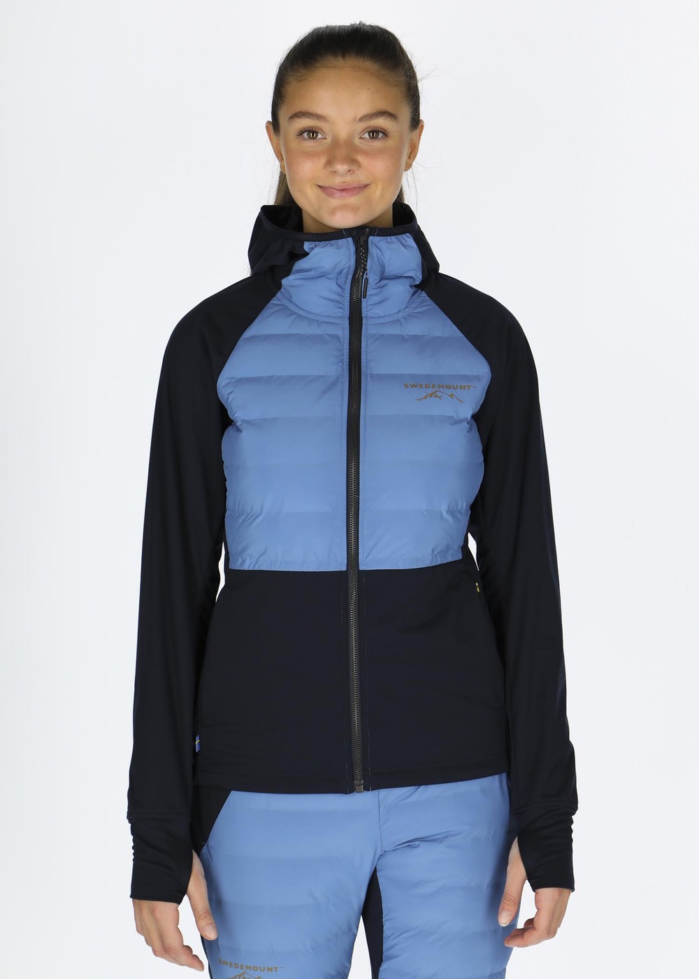 Nordic Hybrid Hooded Jacket W, Dusty Blue/Navy, 38,  Vinterlöpning Nordic Hybrid Hooded Jacket W, Dusty Blue/Navy, 38,  Vinterlöpning