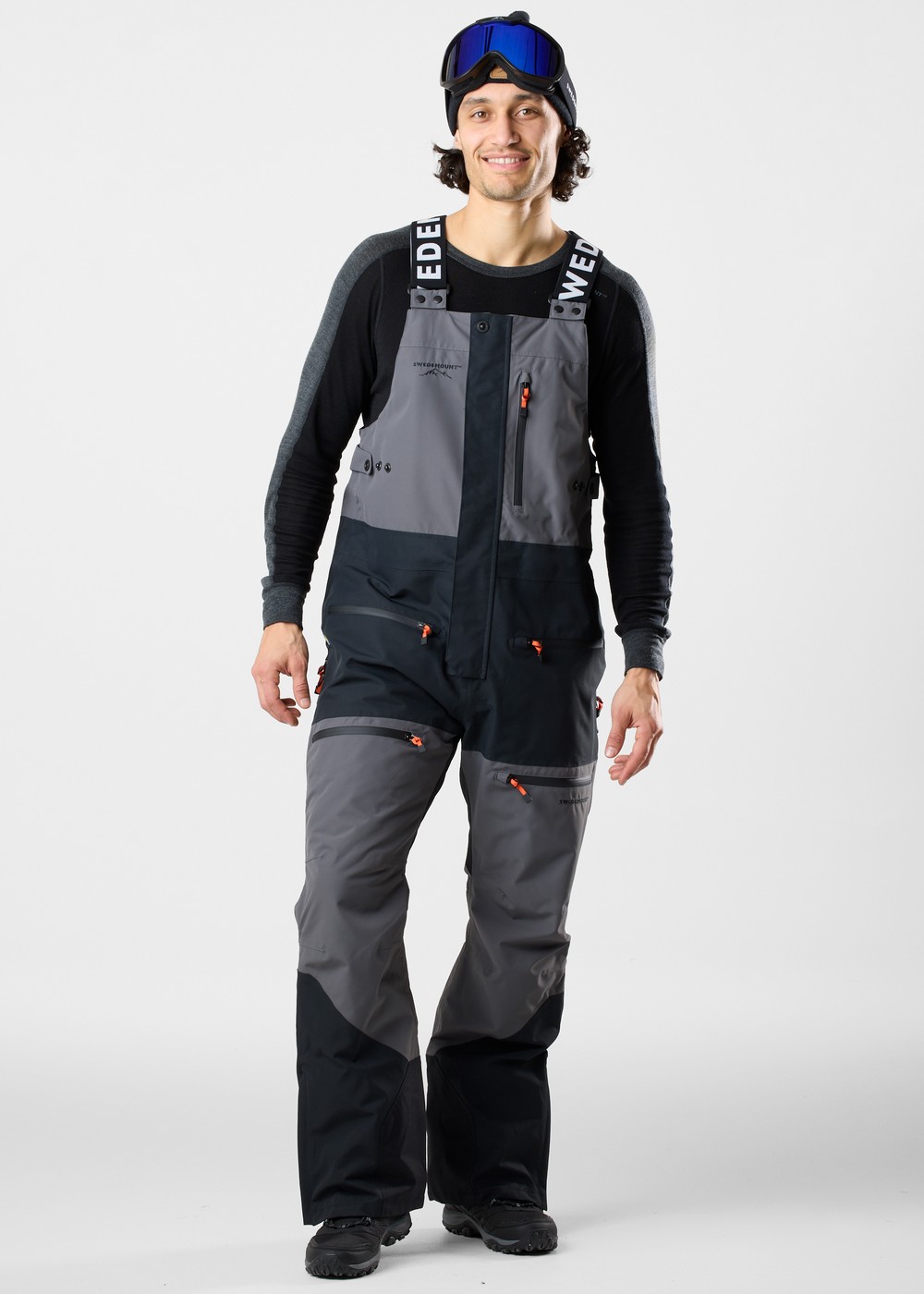 Freeride Bib Pants, Charcoal/Black, Xs,  Skidbyxor