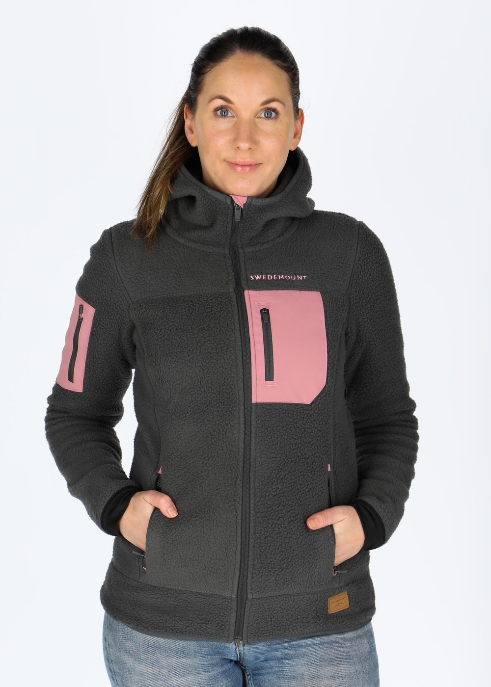 Lofoten Hooded Pile Fleece W, Charcoal/Dusty Rose, 44,  Fleecetröjor