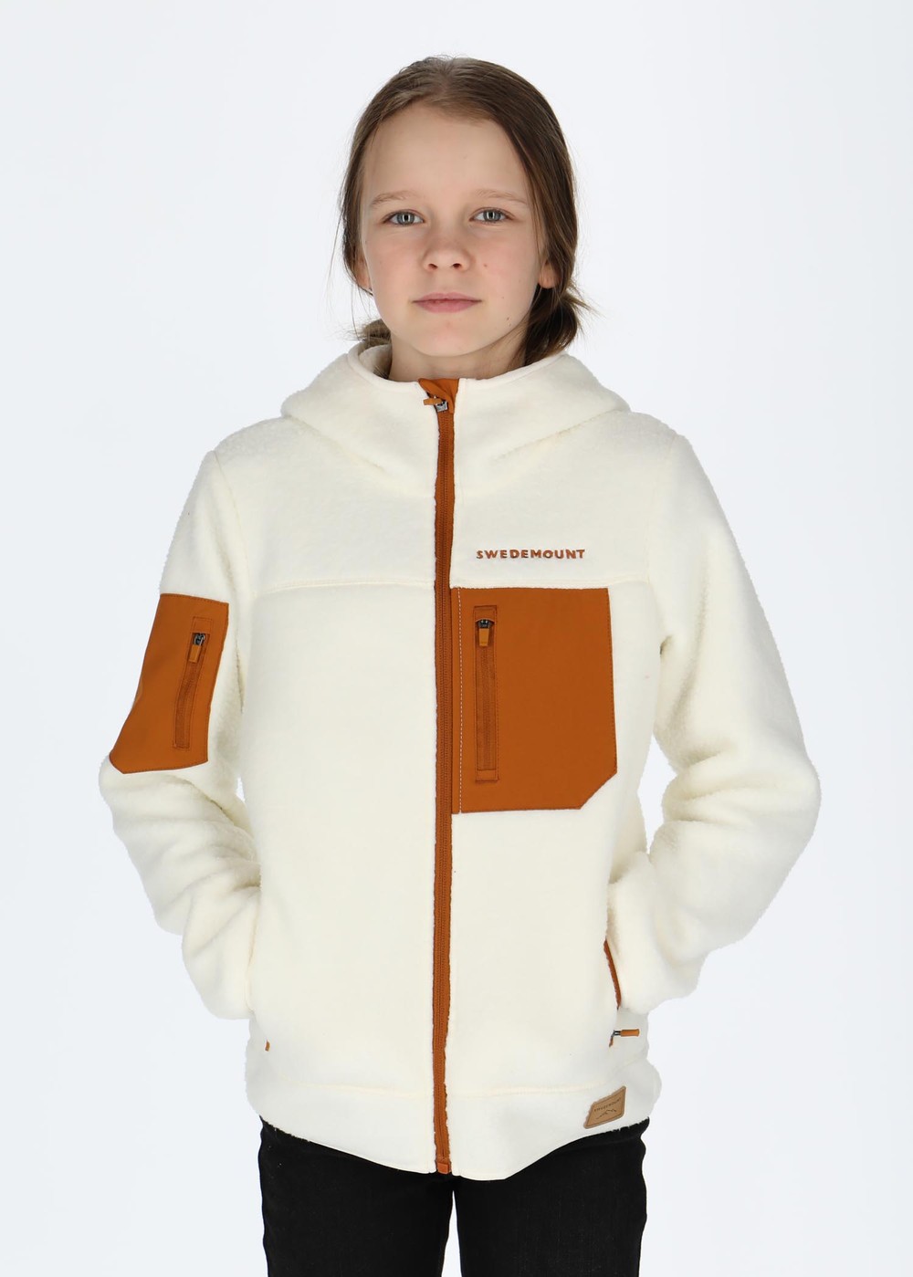 Lofoten Stretch Hooded Pile Jr, Offwhite/Almond, 130,  Tröjor