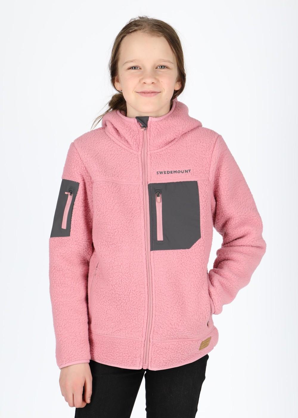 Lofoten Stretch Hooded Pile Jr, Dusty Rose/Charcoal, 150,  Tröjor
