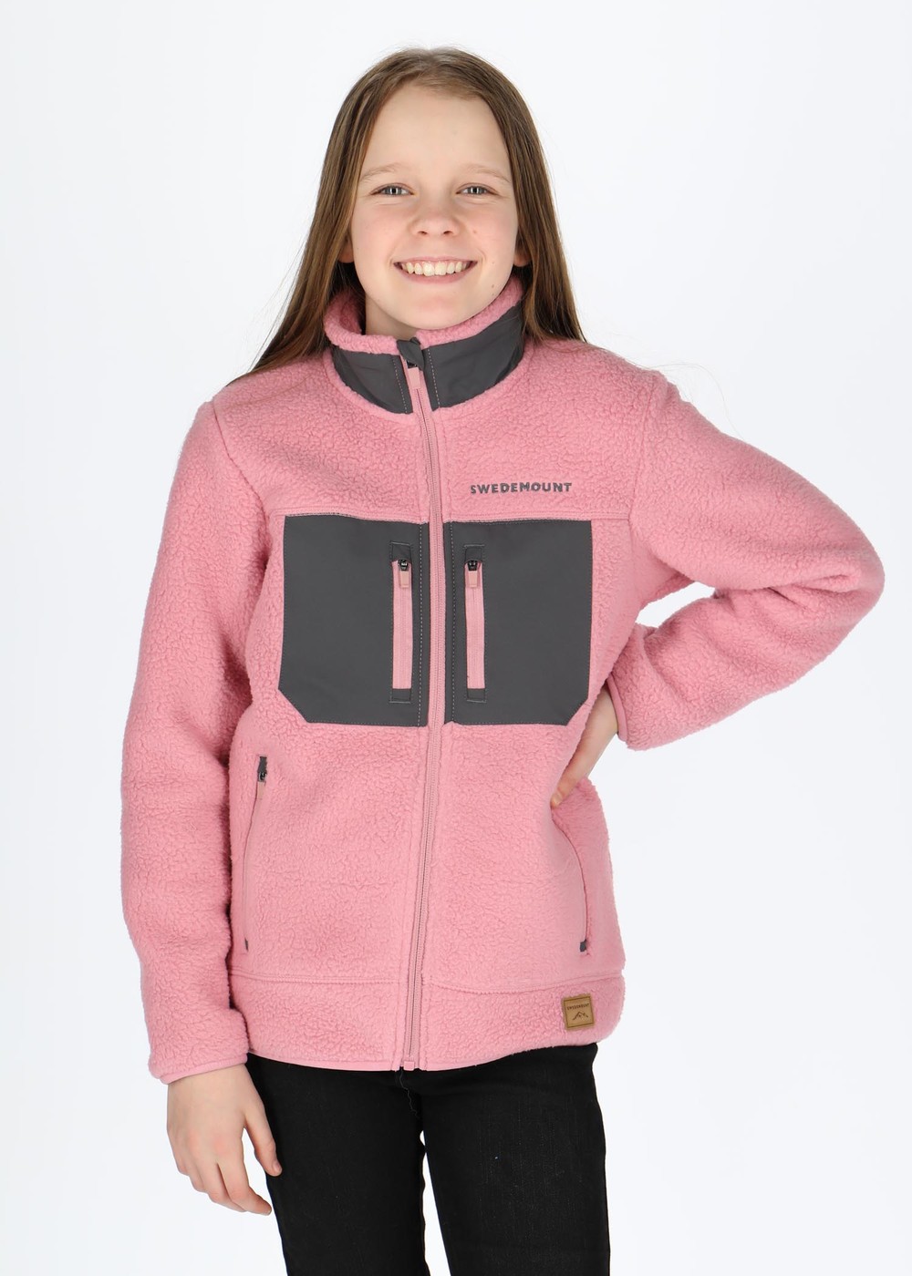 Lofoten Stretch Pile Jr, Dusty Rose/Charcoal, 160,  Tröjor