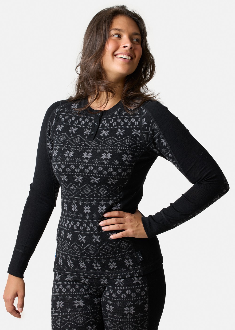 Idre Wool Ls Top W, Black, 46,  Ullunderställ