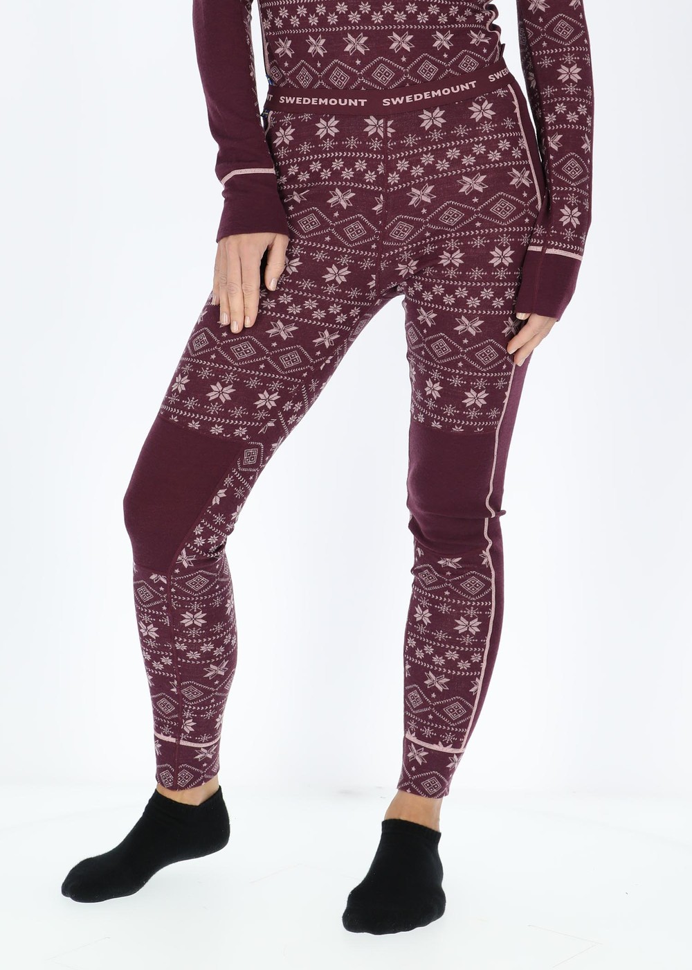 Idre Wool Pants W, Burgundy/Lt Pink, 38,  Ullunderställ