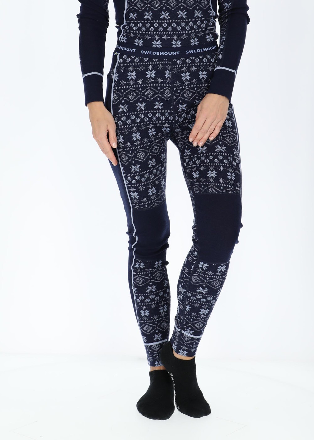 Idre Wool Pants W, Dk. Navy/Light Blue, 42,  Ullunderställ