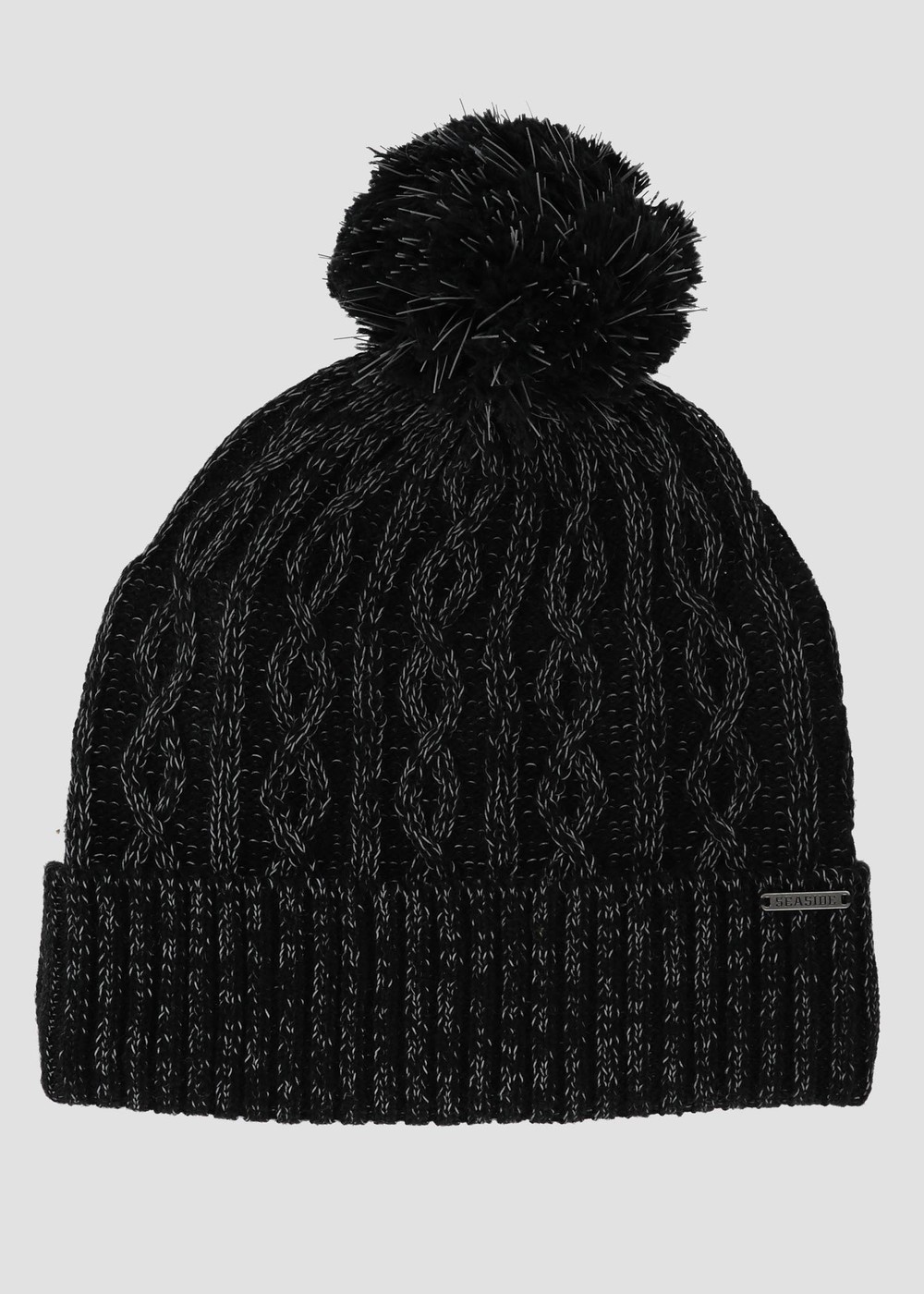 Long Island Wool Reflective Hat Pompom, Black, Onesize,  Pannband