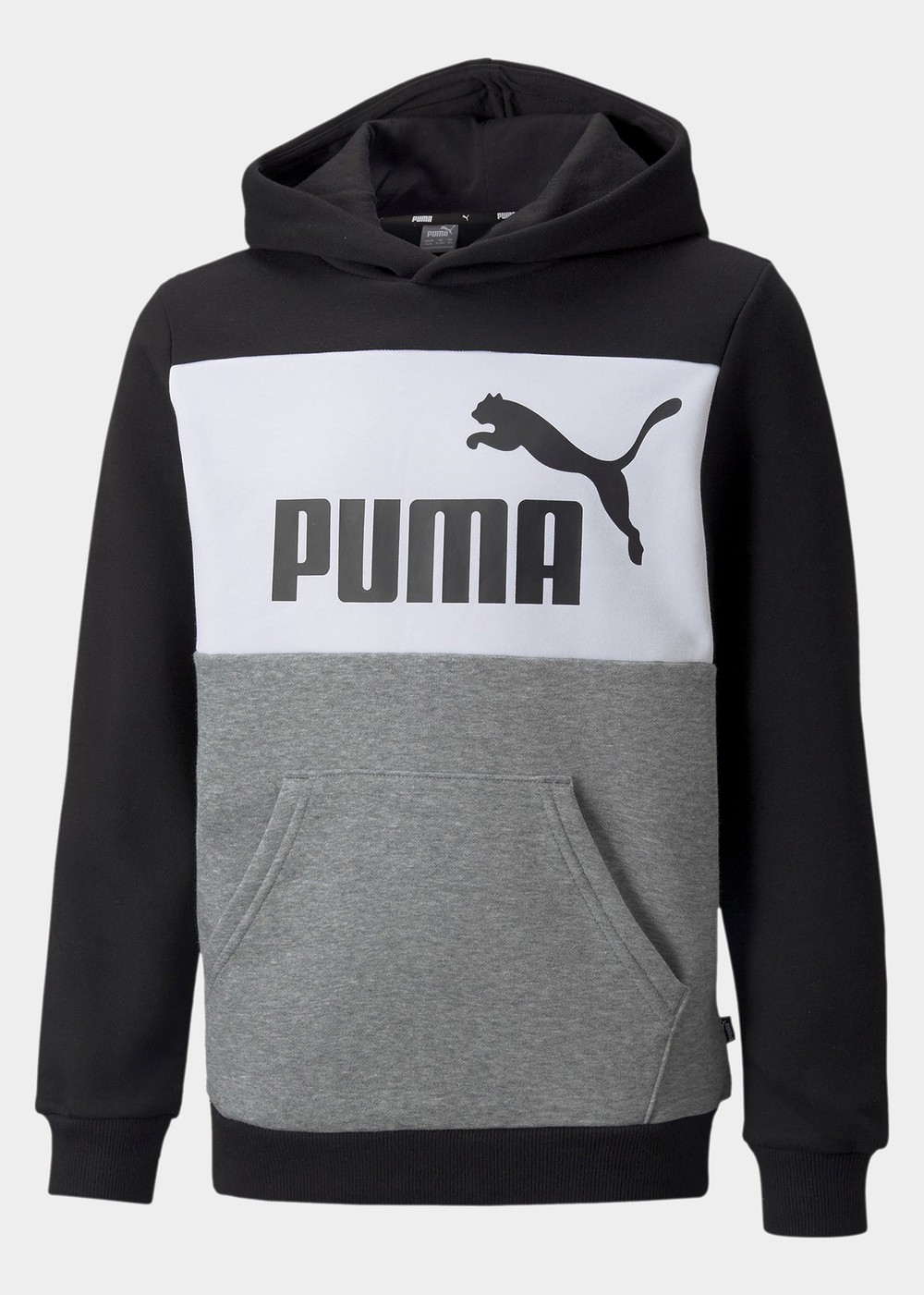 Ess+ Colorblock Hoodie Fl B, Puma Black, 128,  Hoodies