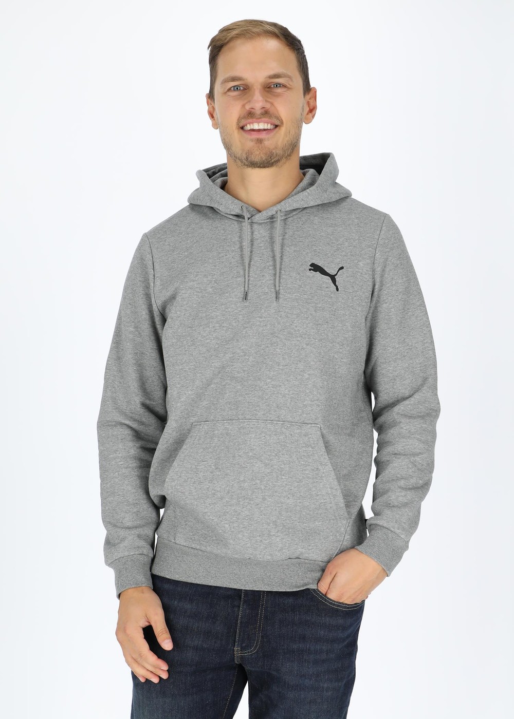 Ess Small Logo Hoodie Fl, Medium Gray Heather-Cat, S,  Hoodies