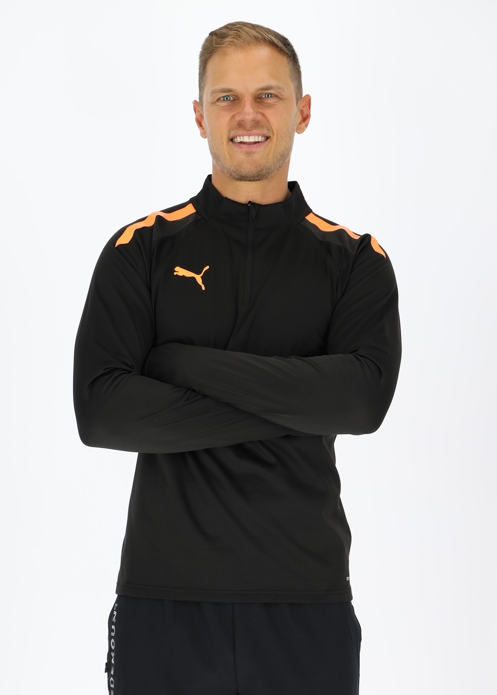 Teamliga 1/4 Zip Top, Puma Black-Neon Citrus, L,  Träningströjor