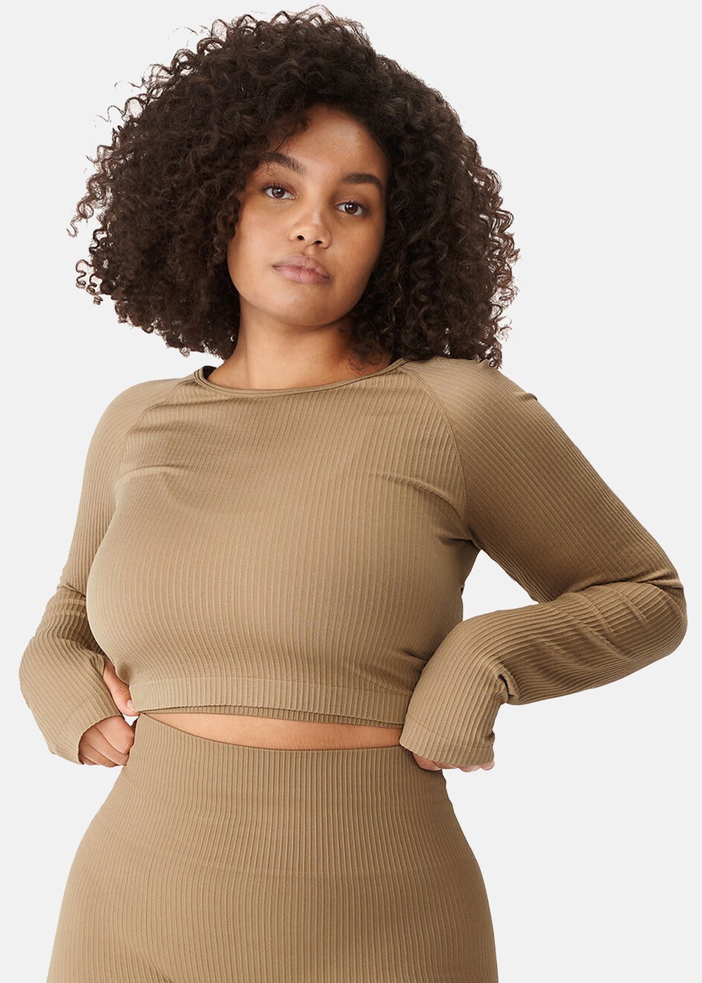 Seamless Crop Long Sleeve, Oak, Xs-S,  Långärmade Skjortor