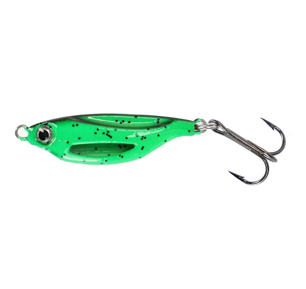 Flash Bang Jigging Rattle Spoo, Radioactive Pickle, 3.8cm,  Pirkar