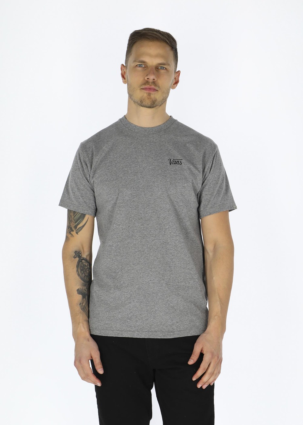 Mn Vans Mini Script-B, Grey Hthr, S,  T-Shirts