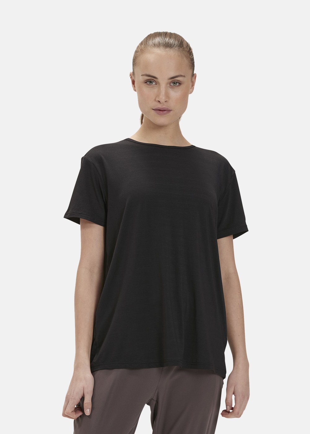 Lizzy W Slub S/S Tee, Black Melange, 36,  Löpar-T-Shirts Lizzy W Slub S/S Tee, Black Melange, 36,  Löpar-T-Shirts