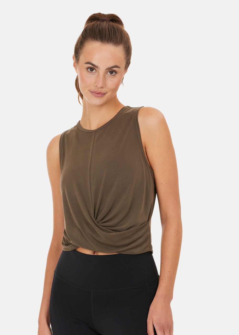 Diamy W Cropped Tank Top, Major Brown, 46,  Toppar