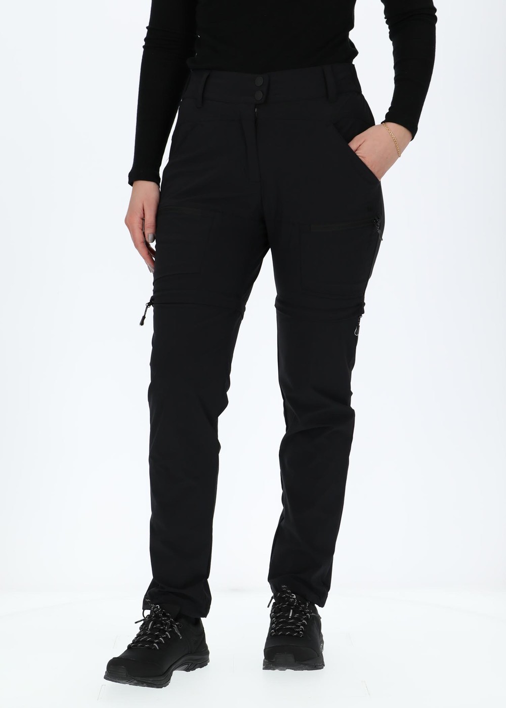 Bisbee W Outdoor Zip Off Pant, Black, 44,  Byxor