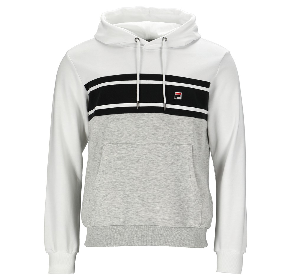 Breda Blocked Hoody, Light Grey Melange-Bright Whit, S,  Hoodies