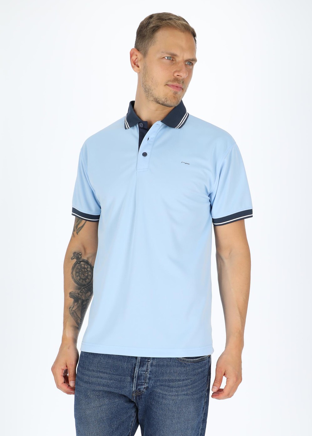 Shirt 2206, Light Blue, S,  Funktionspikéer