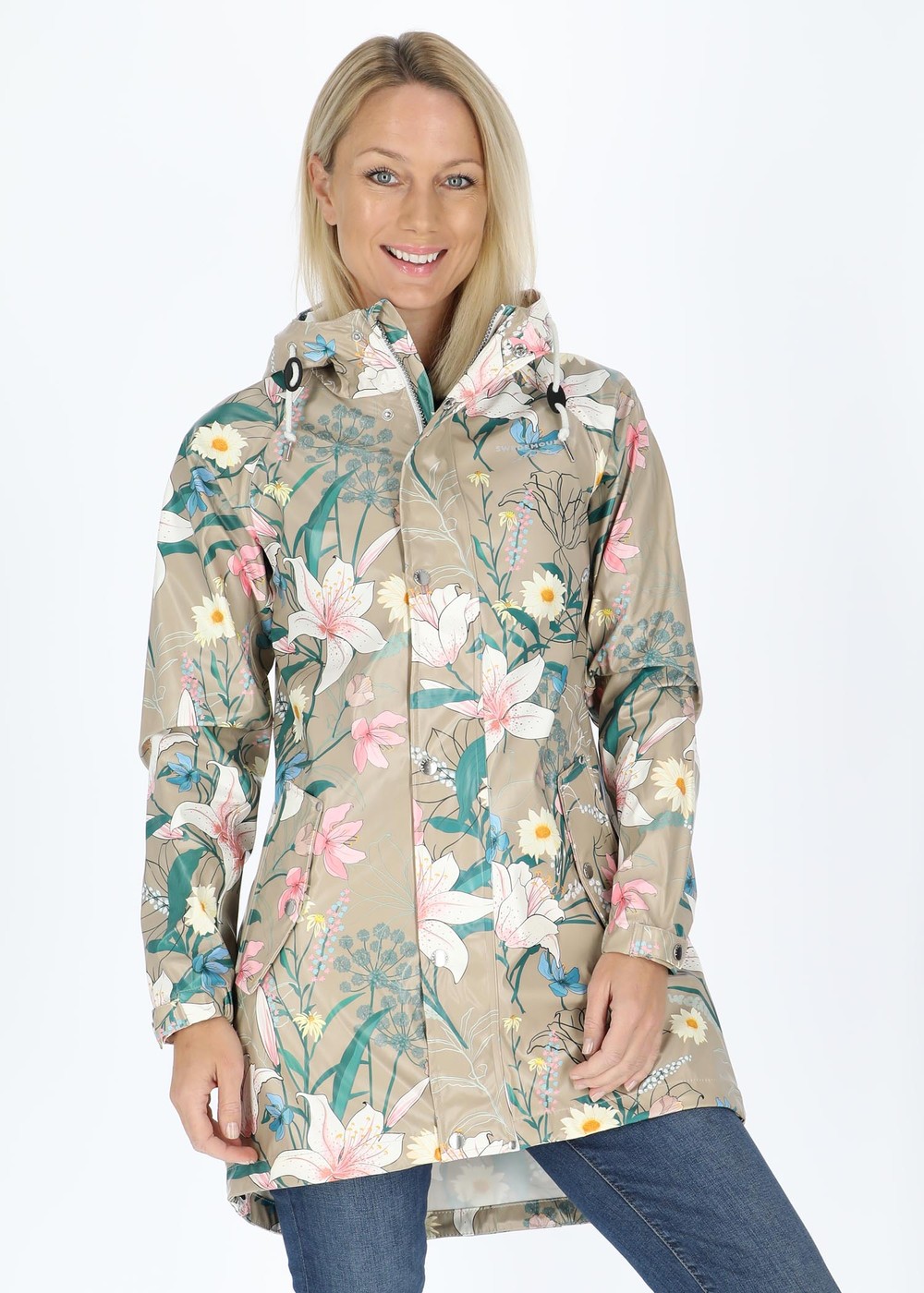 Skaftö Coat W, Beige Flower, 44,  Regnjackor