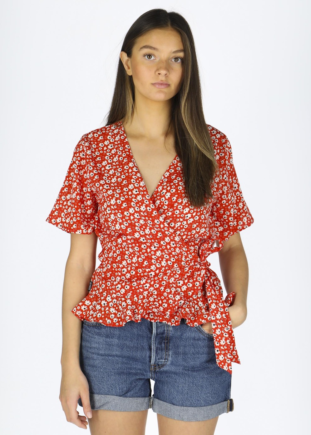 Sankt Claud Wrap Top W, Red Flower, 42,  Toppar Sankt Claud Wrap Top W, Red Flower, 42,  Toppar