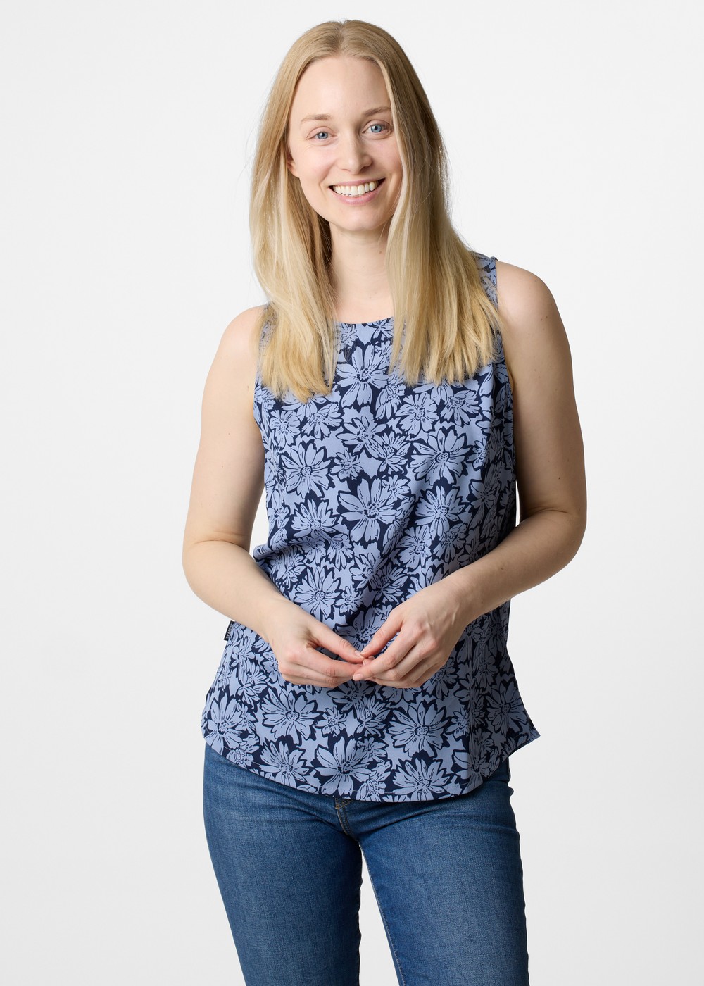 Sankt Claud Singlet W, Daisey Flower Blue, 50,  Linnen Sankt Claud Singlet W, Daisey Flower Blue, 50,  Linnen