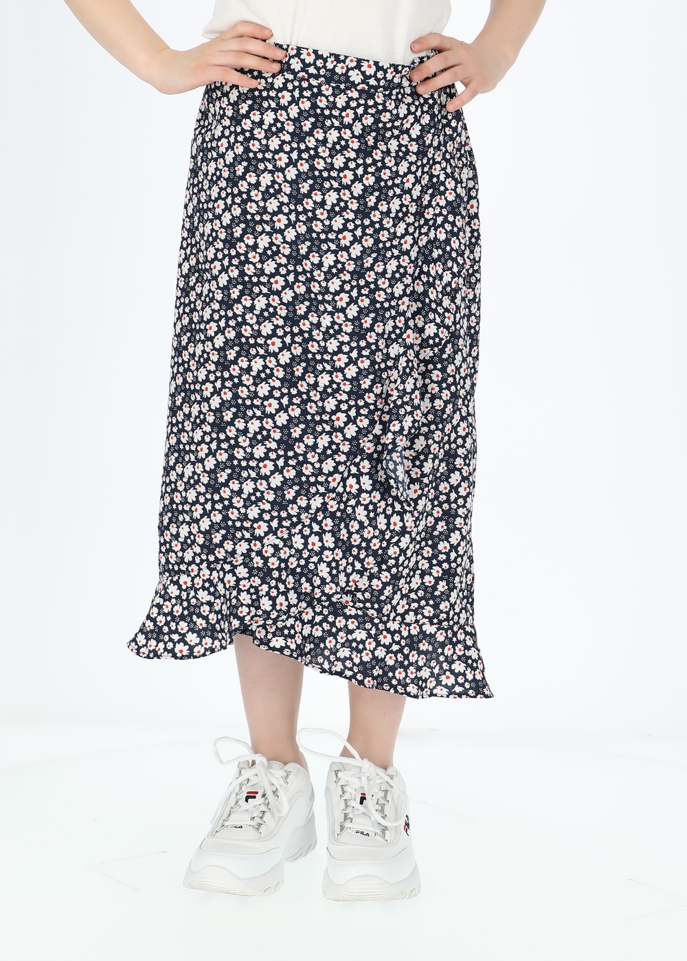 Sankt Claud Long Skirt Jr, Navy Flower, 140,  Klänningar