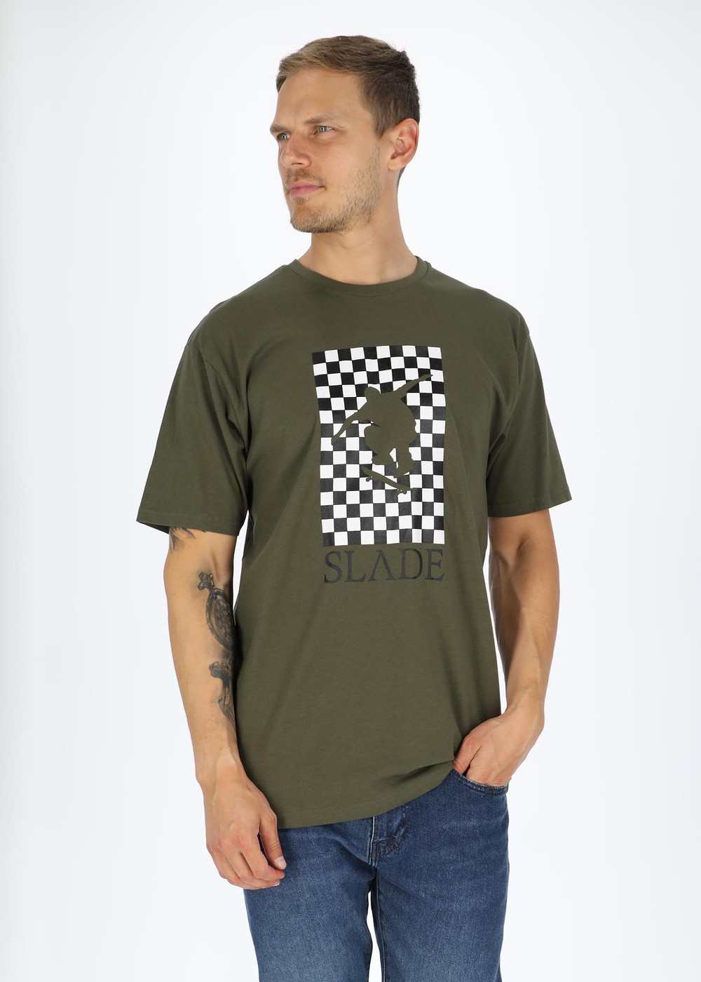 Check Tee, Olive, S,  T-Shirts | Träningskläder//Dam//Sport-BH//Aktivitet | Padelspecialisterna