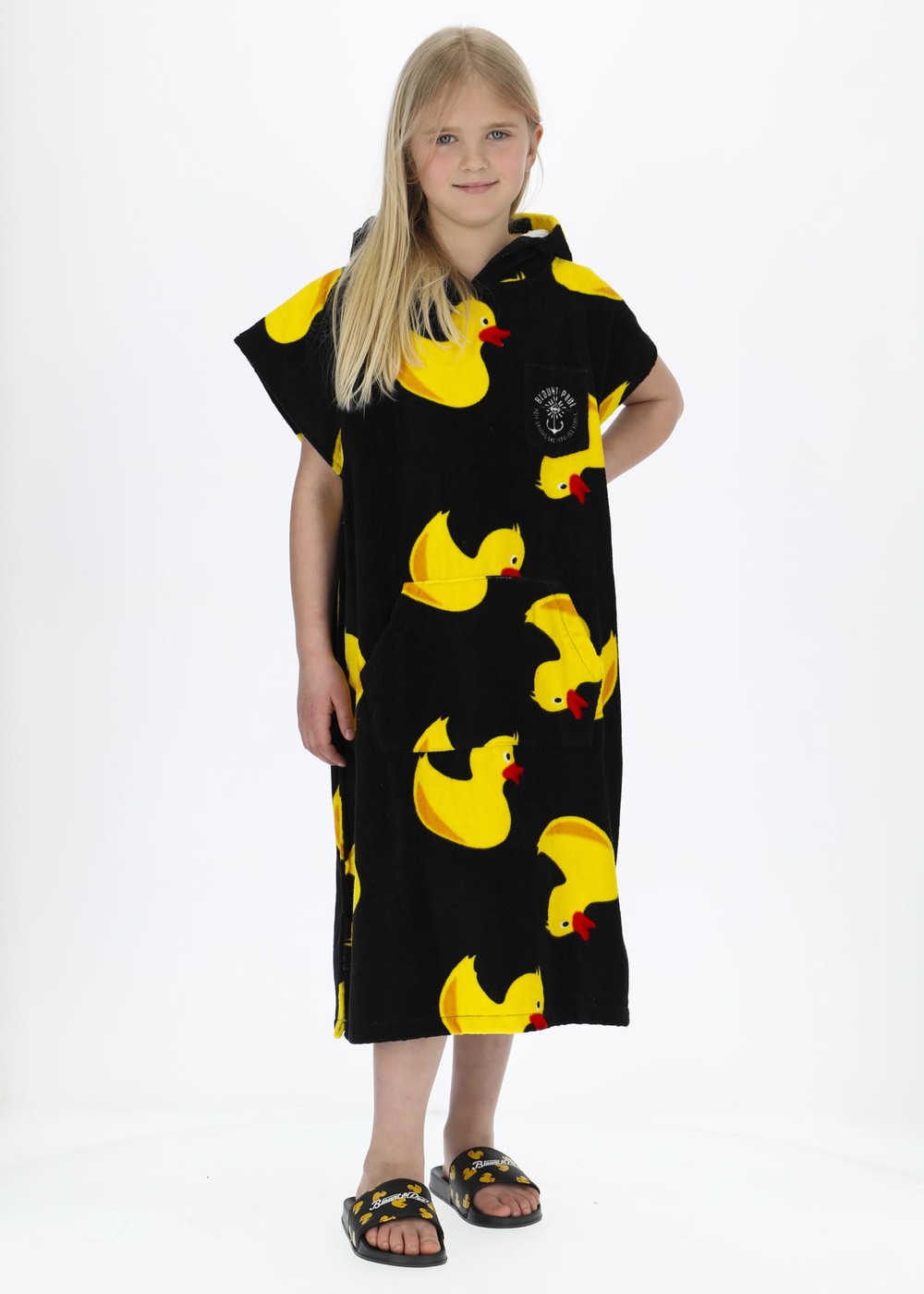 Tropical Beach Poncho Jr, Black Yellow Duck, Onesize,  Badkläder